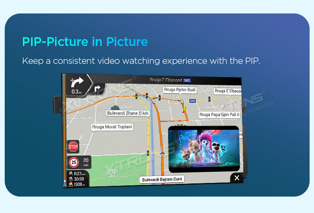 XTRONS XTR9430 XTRONS XTR9430 PIP pilt pildis video kuvamine autoraadio ekraanil