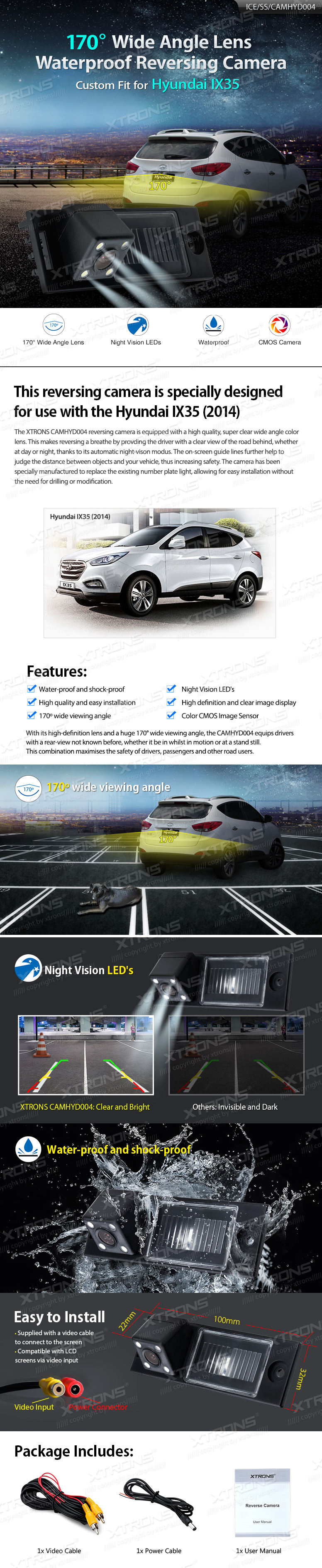 Hyundai IX35, RCA liitmikuga Xtrons tagurdus / parkimiskaamera multimeedia naviraadiole