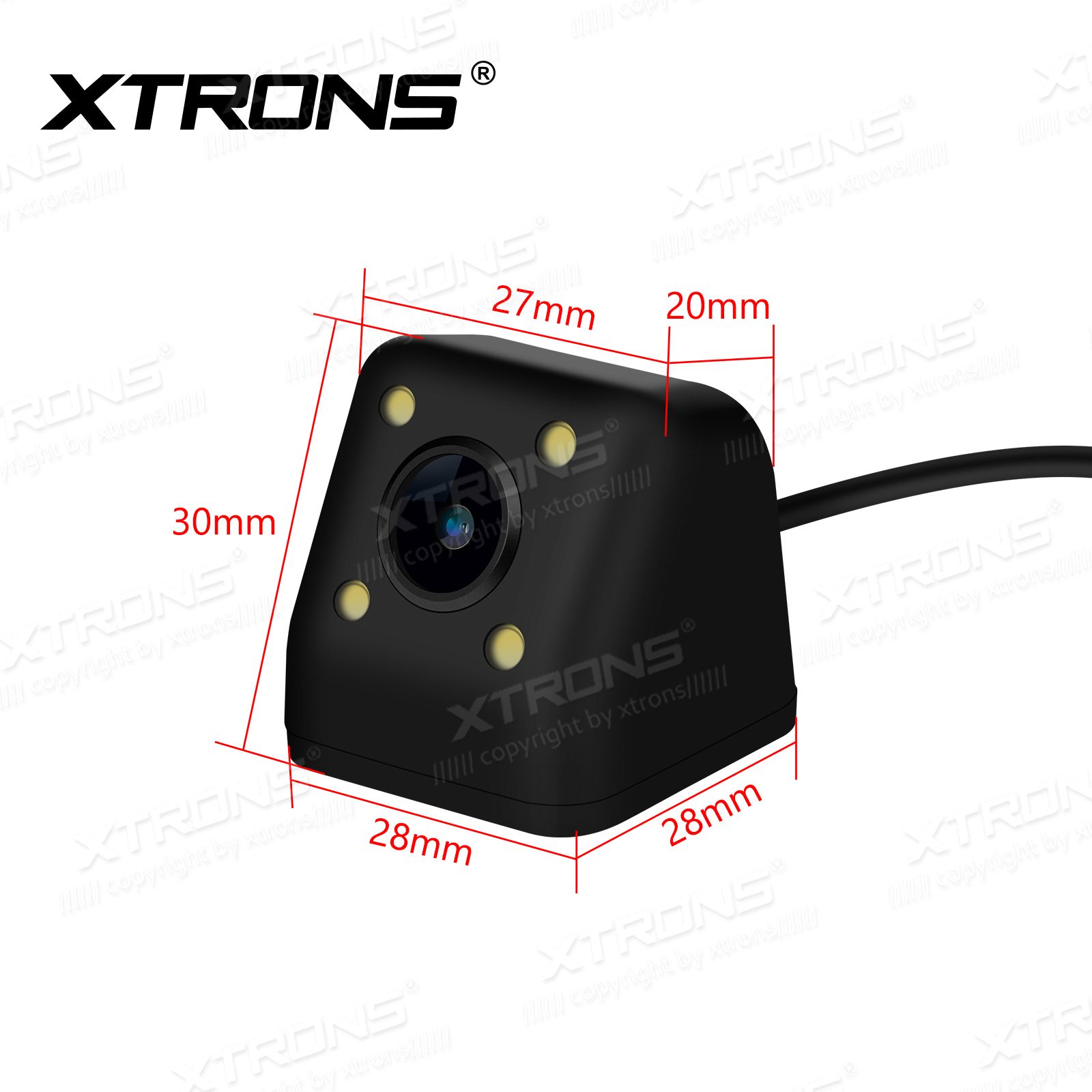 Yleismallinen AHD-takakamera 120 asteen kuvakulmalla + 4xLED valo, RCA-liitännällä Xtrons peruutus- / takakamera Xtrons-multimediasoittimelle