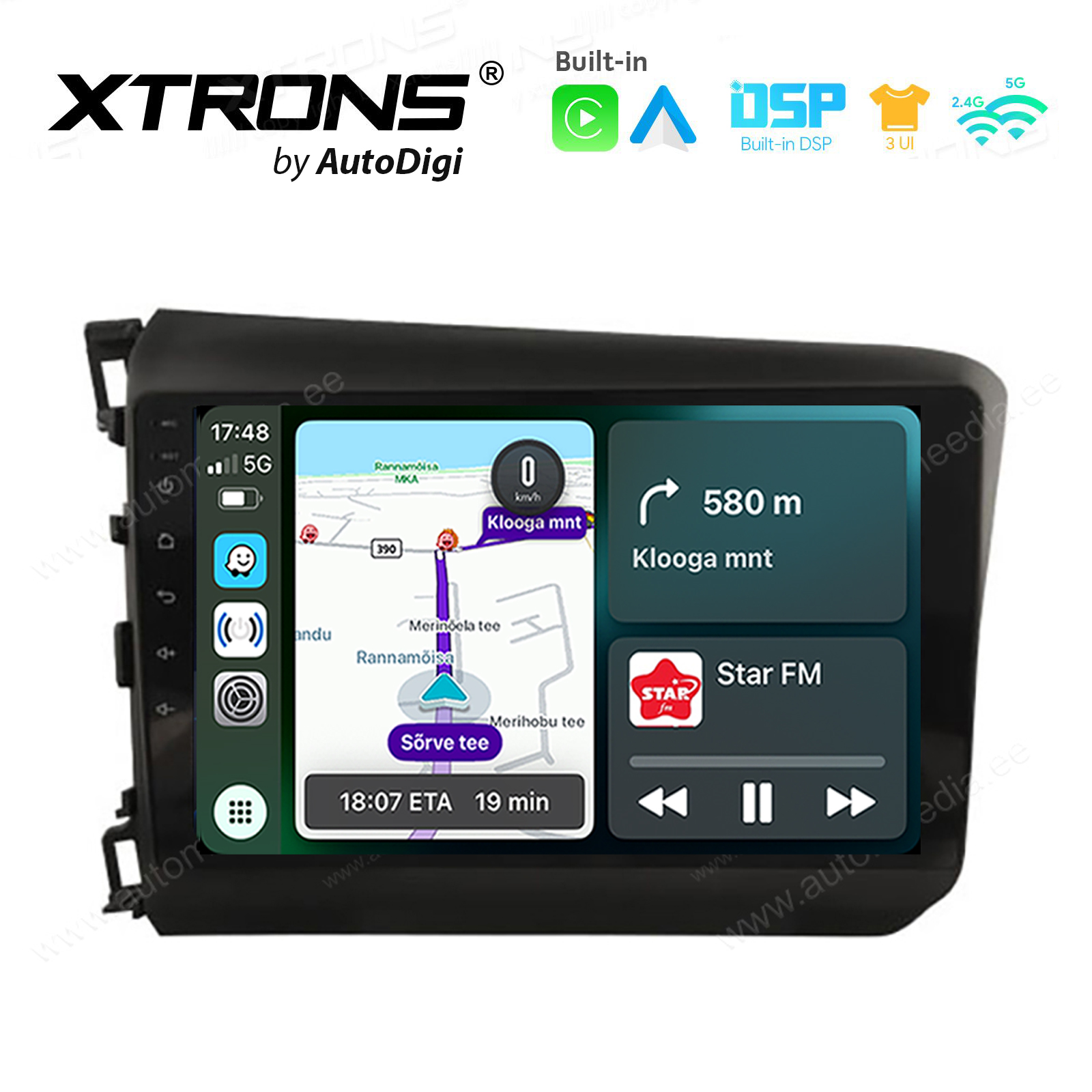 HONDA CIVIC Sedan (2012-2016) Android 14  | CarPlay Android multimeedia keskus | DAB+ digiraadio