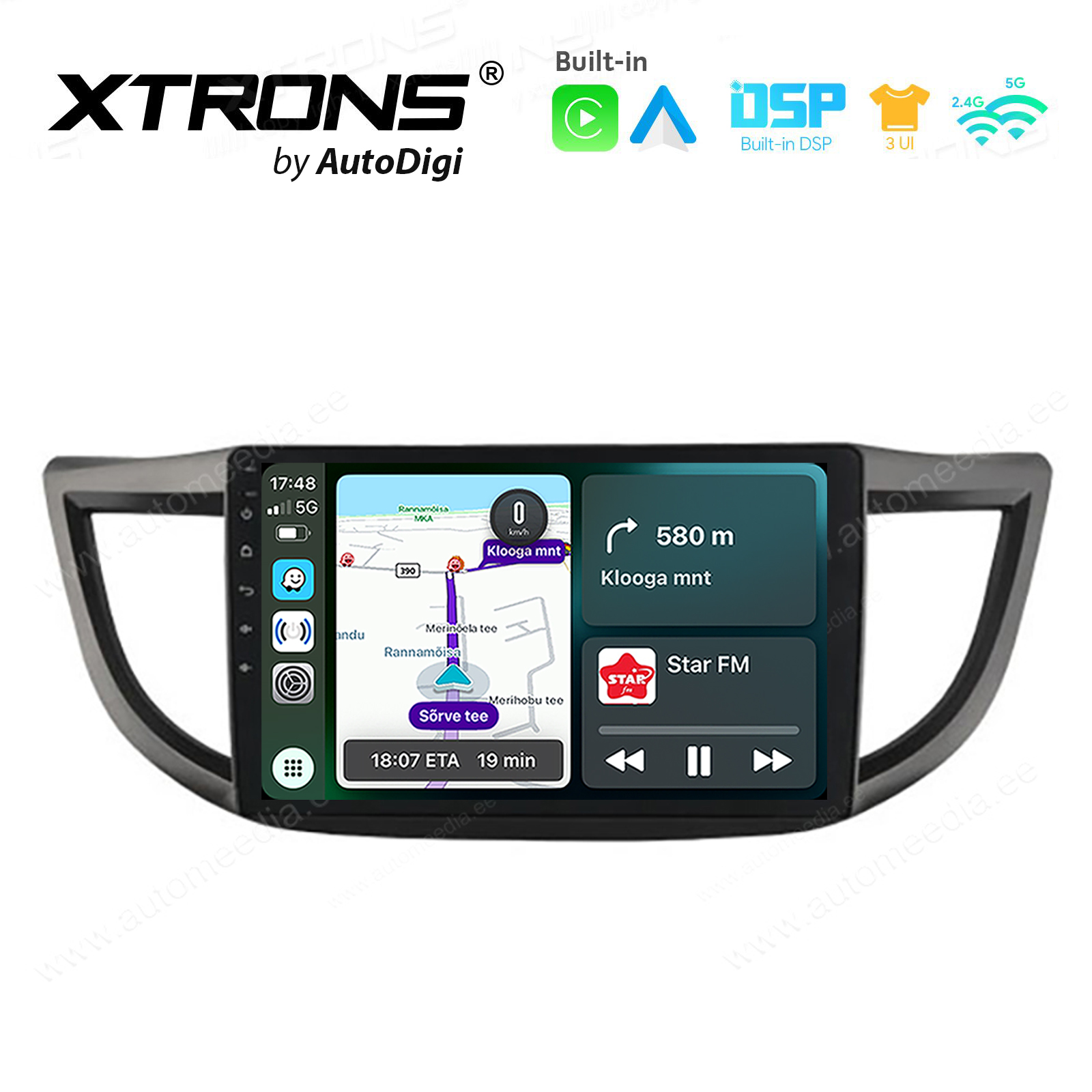 Honda CRV CR-V 2012-2016 Android 14  | CarPlay Android multimeedia keskus | DAB+ digiraadio