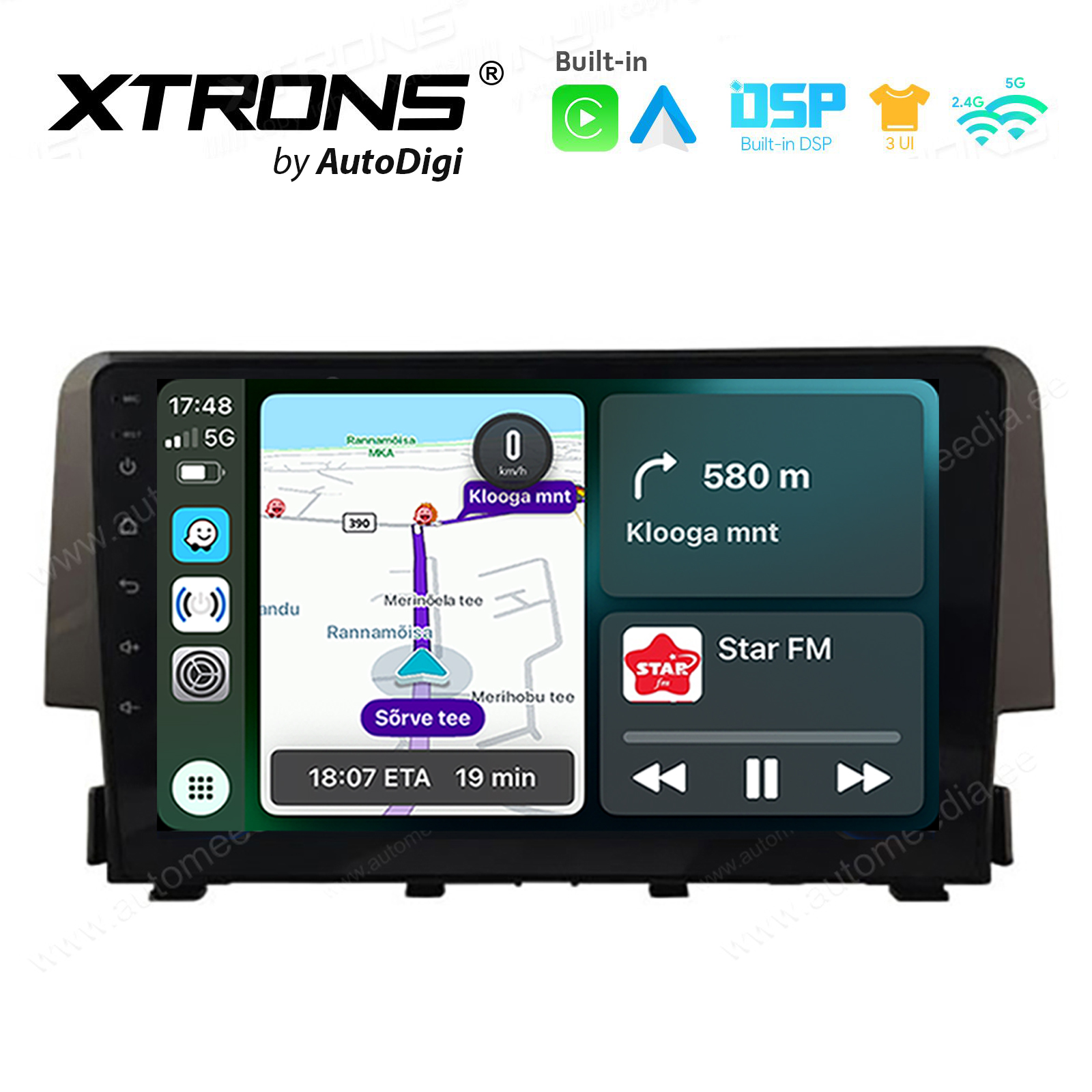 Honda Civic (2016-2022) Android 14  | CarPlay Android multimeedia keskus | DAB+ digiraadio