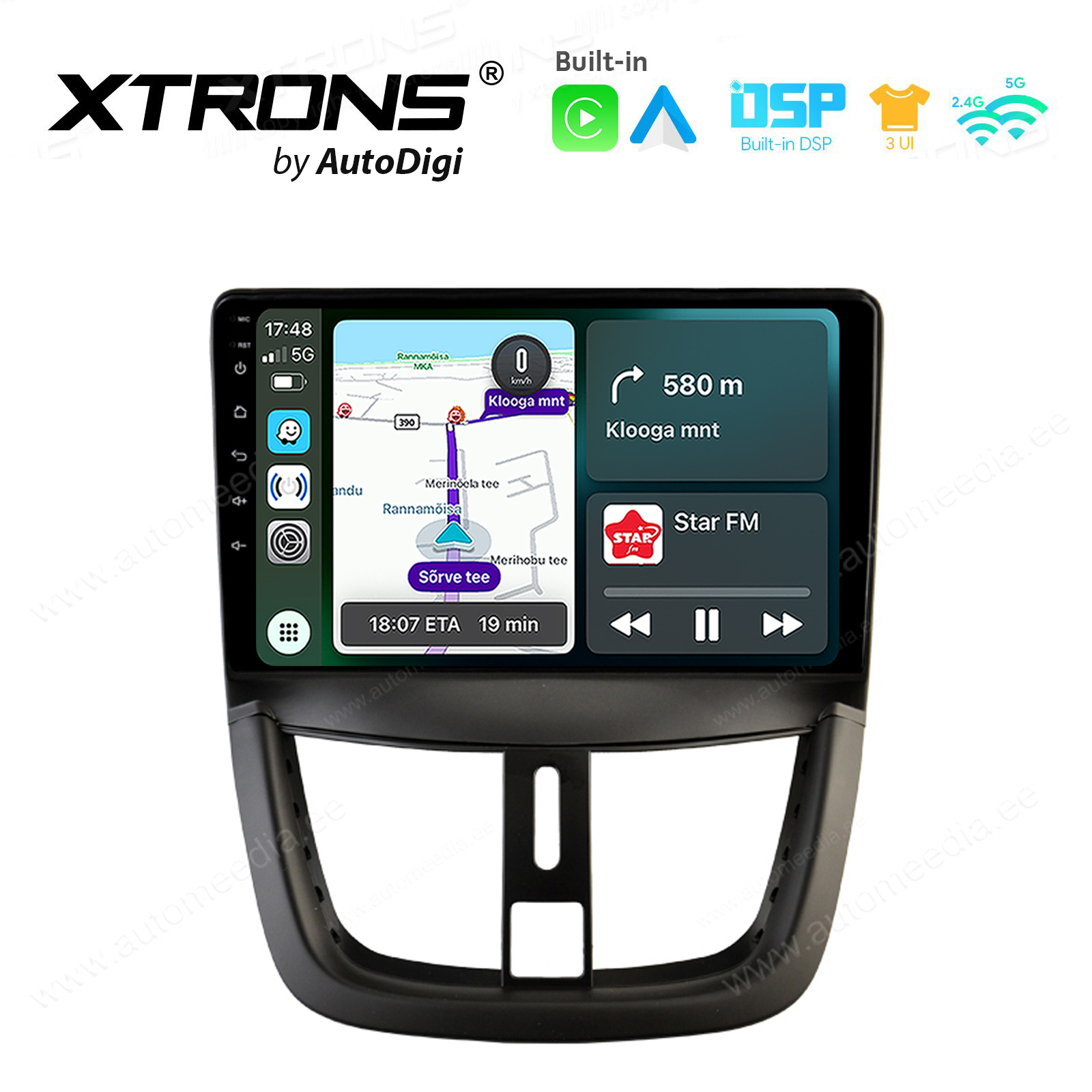 PEUGEOT 207/207CC 2007-2014 Android 14  | CarPlay Android multimeedia keskus | DAB+ digiraadio