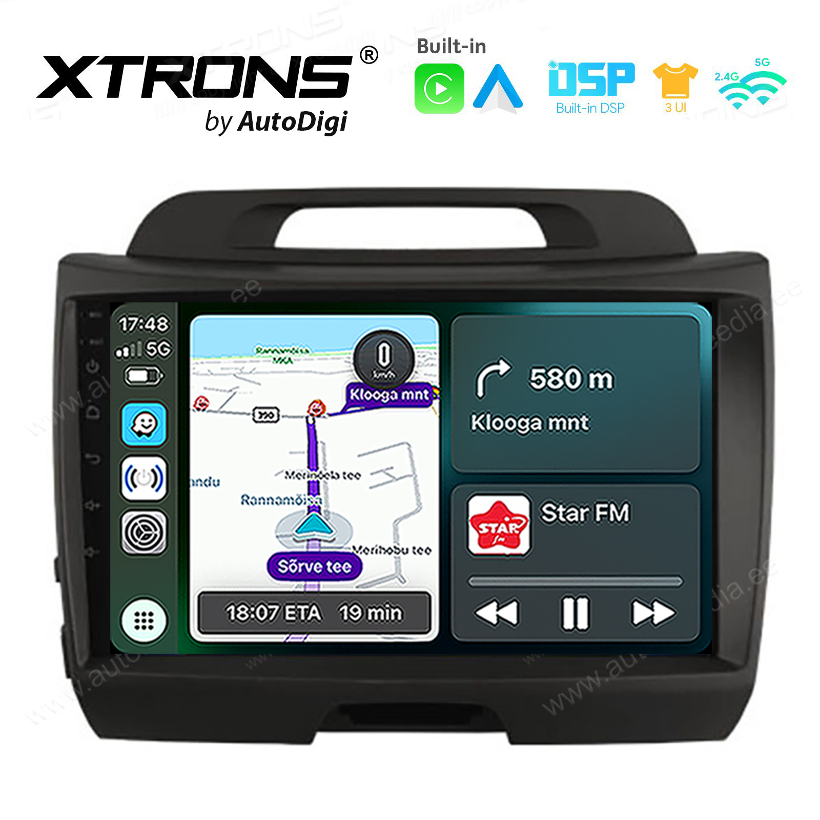 Kia Sportage (2010-2015) Android 14  | CarPlay Android multimeedia keskus | DAB+ digiraadio