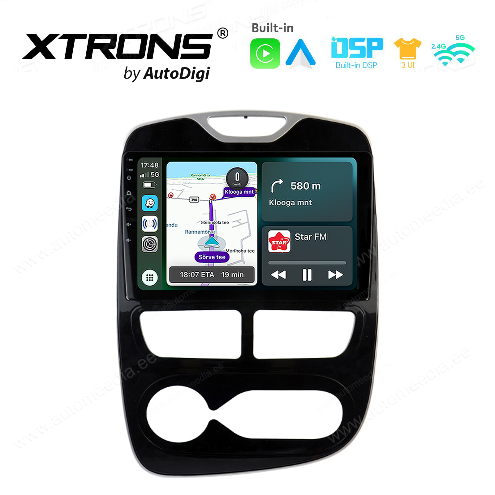 RENAULT CLIO (2012-2018) Android 14  | CarPlay Android multimeedia keskus | DAB+ digiraadio