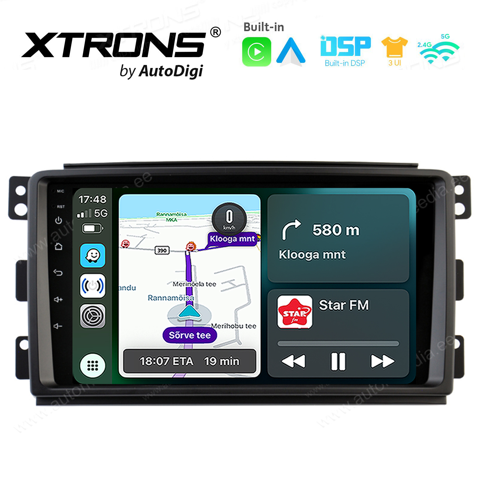 Smart Fortwo (2005-2010) Android 14  | CarPlay Android multimeedia keskus | DAB+ digiraadio