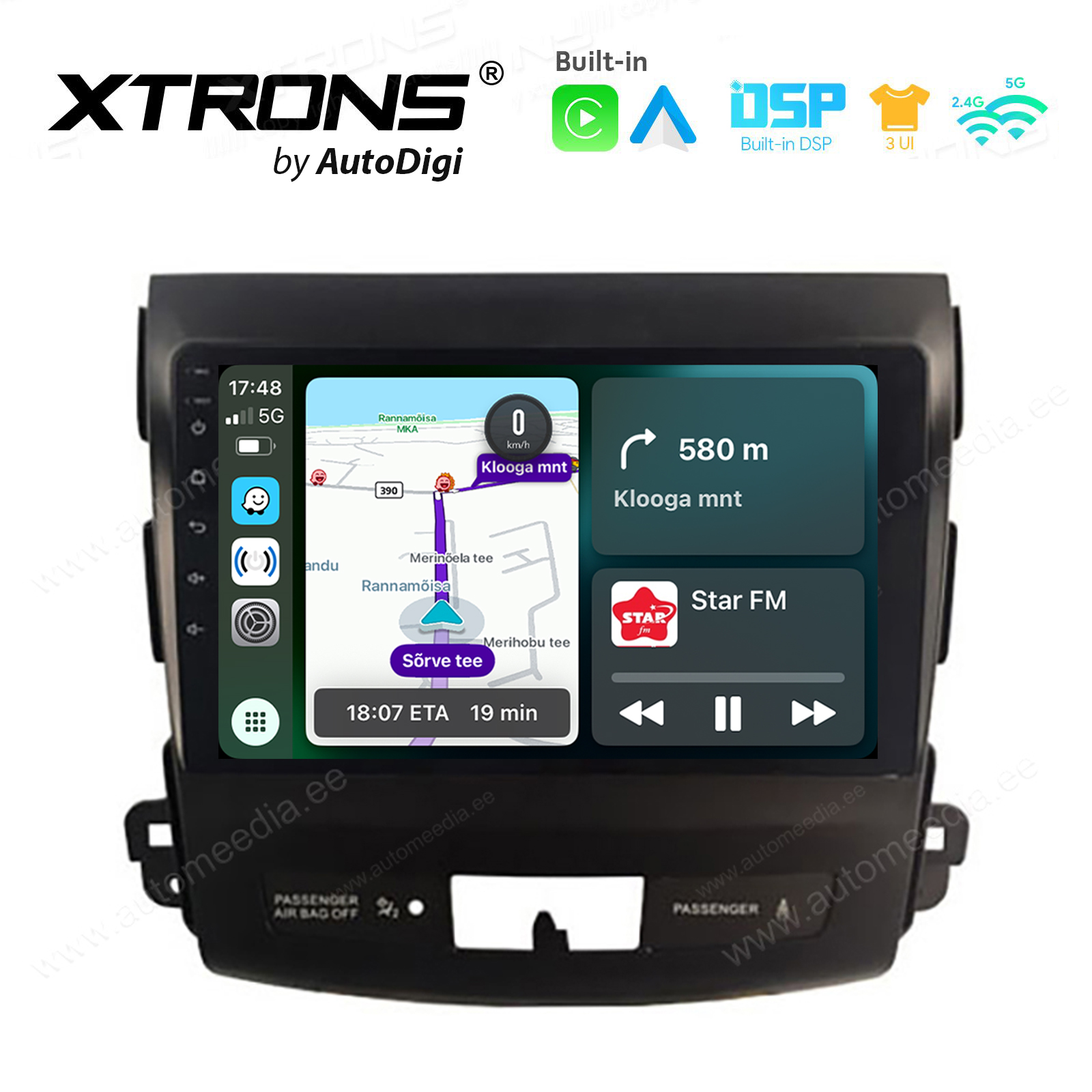 Mitsubishi Outlander | Citroen C-Crosser | Peugeot 4007 | 2005 - 2012 | Android 14  | CarPlay Android multimeedia keskus | DAB+ digiraadio