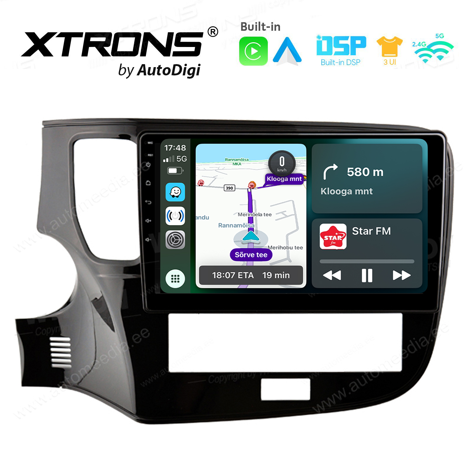 Mitsubishi Outlander 3 (2018 - 2022) Android 14  | CarPlay Android multimeedia keskus | DAB+ digiraadio