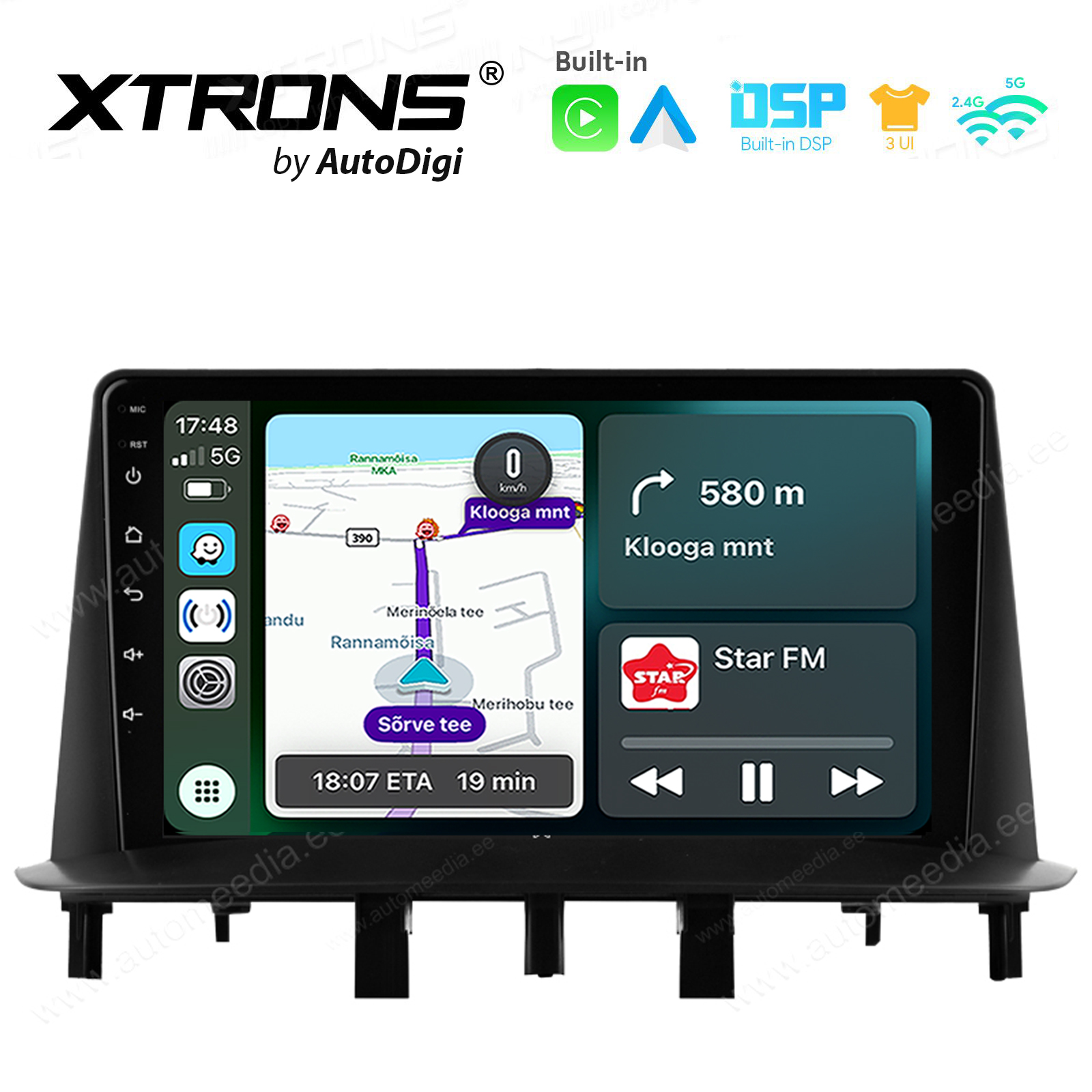 Renault Megane 3 2008-2014 | Fluence 2009-2015 Android 14  | CarPlay Android multimeedia keskus | DAB+ digiraadio