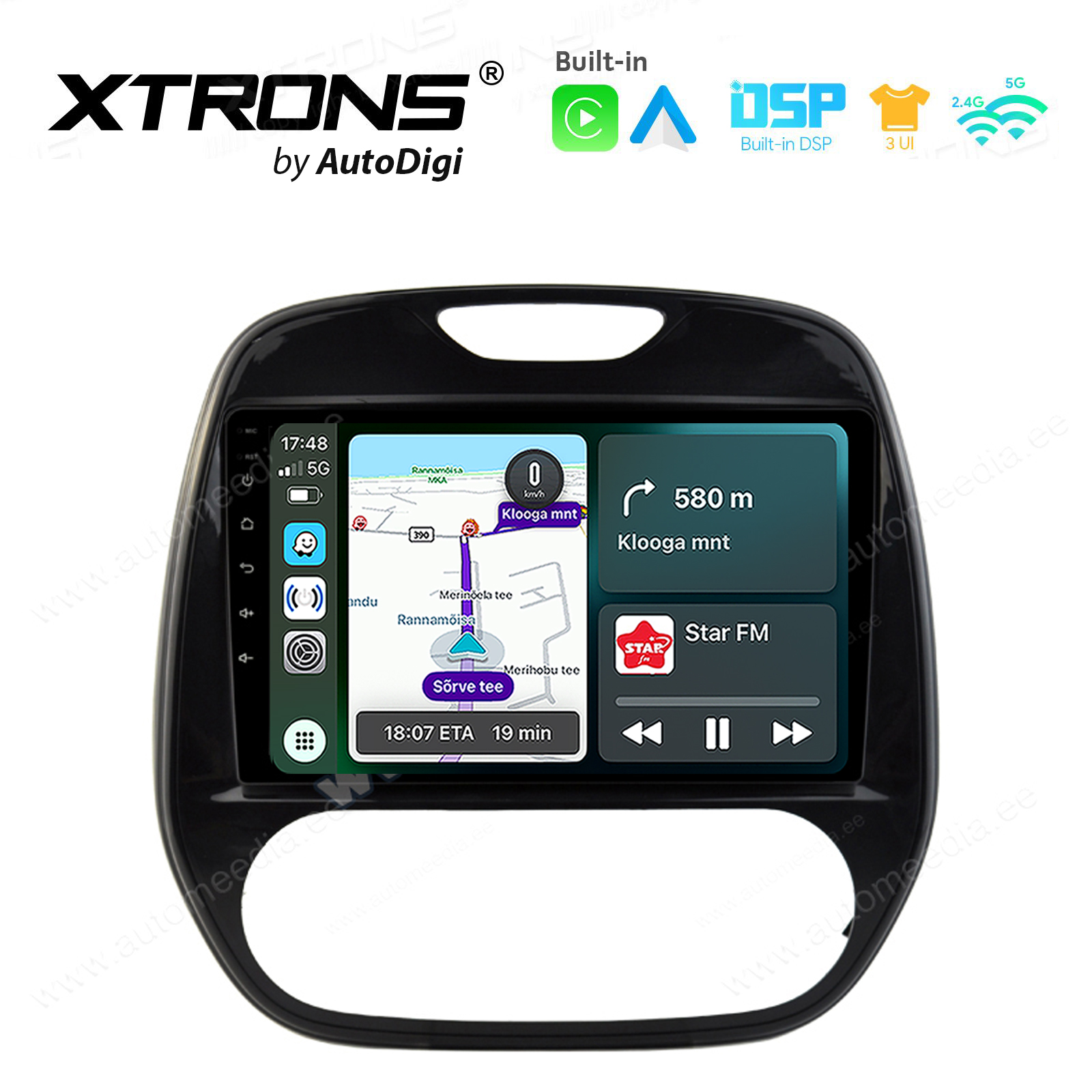 Renault Captur 2013- 2019 Android 14  | CarPlay Android multimeedia keskus | DAB+ digiraadio