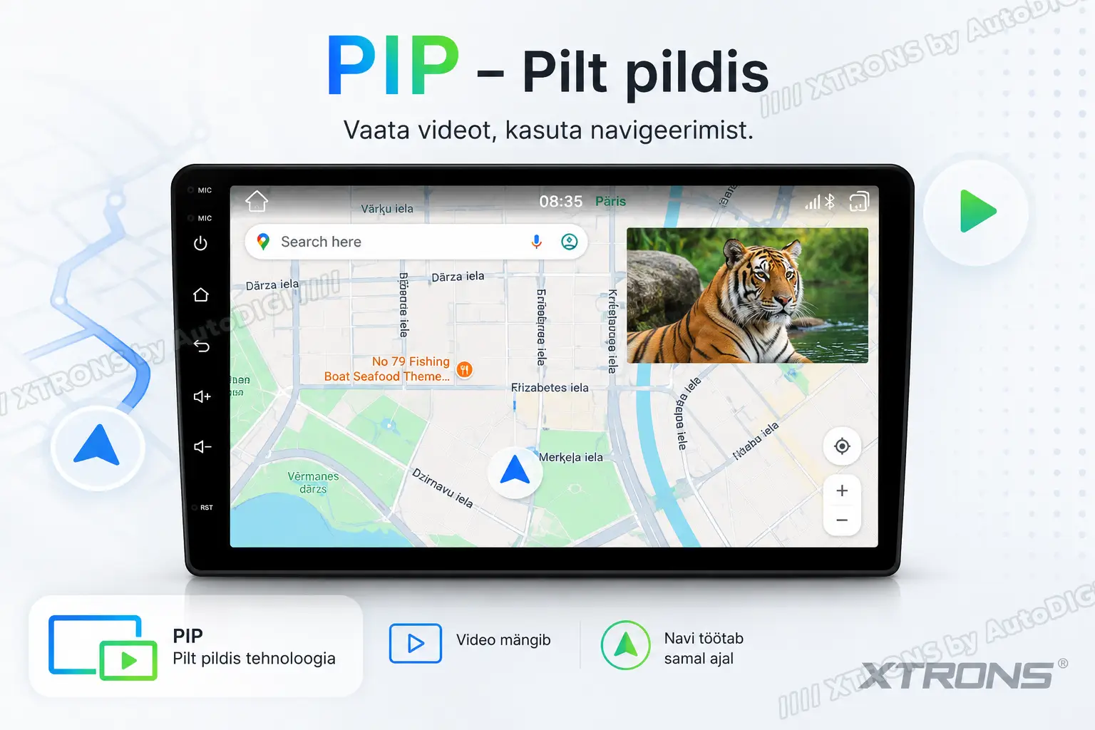 XTRONS XTR9603 XTRONS XTR9603 PIP pilt pildis video kuvamine autoraadio ekraanil