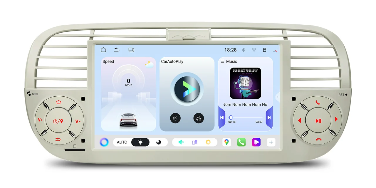 XTRONS UA7550FLC – 7″ Android 15 autoraadio, Fiat 500, 4/64 GB, kreemikas | CarPlay / Android Auto